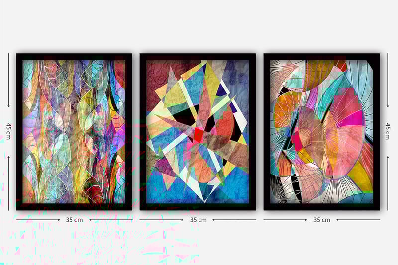 Decorative Framed Painting (3 Pieces) 35x45 - Boligtilbehør - Billeder & kunst - Billeder på lærred