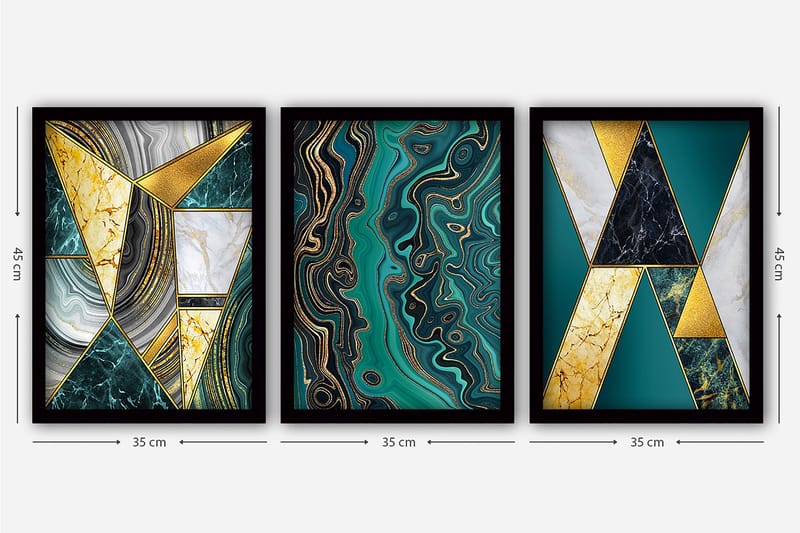 Decorative Framed Painting (3 Pieces) 35x45 - Boligtilbehør - Billeder & kunst - Billeder på lærred