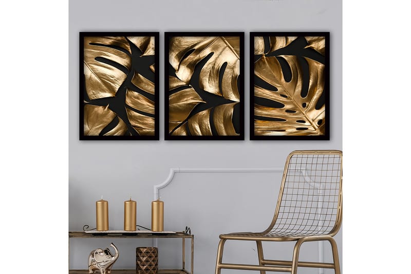 Decorative Framed Painting (3 Pieces) 35x45 - Billeder på lærred