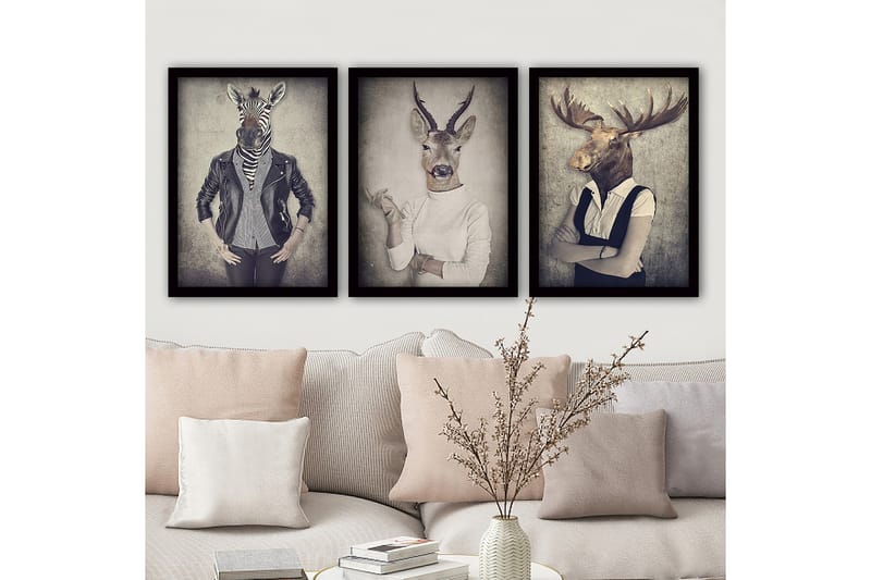 Decorative Framed Painting (3 Pieces) 35x45 - Billeder på lærred