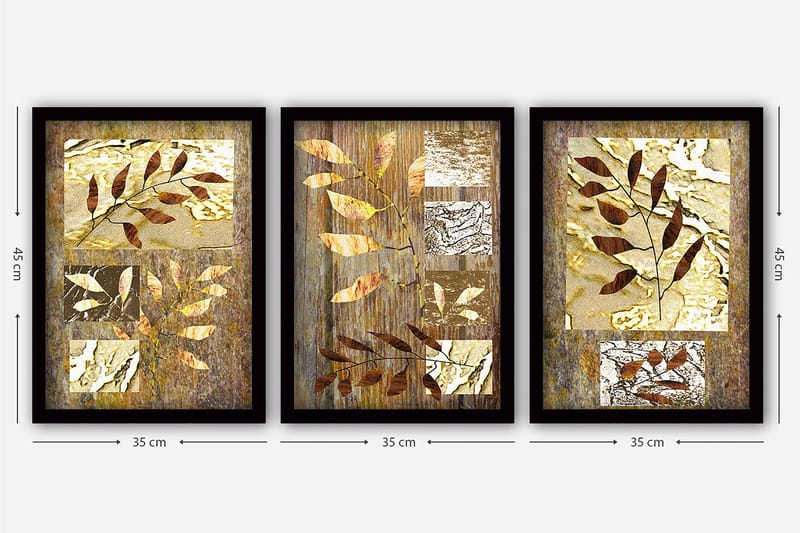 Decorative Framed Painting (3 Pieces) 35x45 - Boligtilbehør - Billeder & kunst - Billeder på lærred