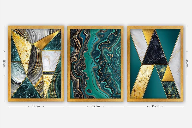 Decorative Framed Painting (3 Pieces) 35x45 - Boligtilbehør - Billeder & kunst - Billeder på lærred