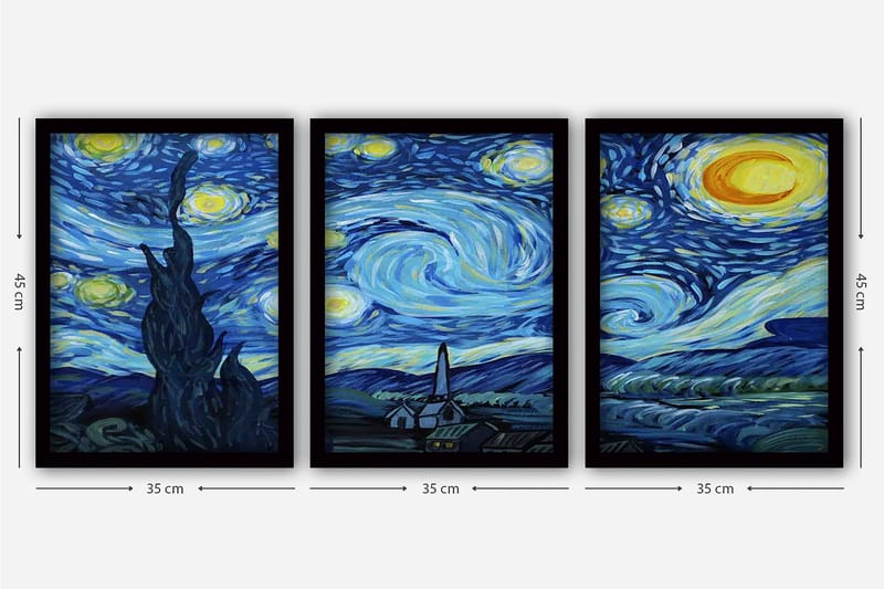 Decorative Framed Painting (3 Pieces) 35x45 - Boligtilbehør - Billeder & kunst - Billeder på lærred