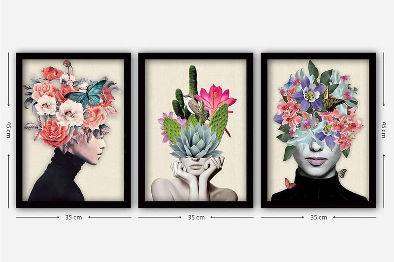 Decorative Framed Painting (3 Pieces) 35x45 - Boligtilbehør - Billeder & kunst - Billeder på lærred