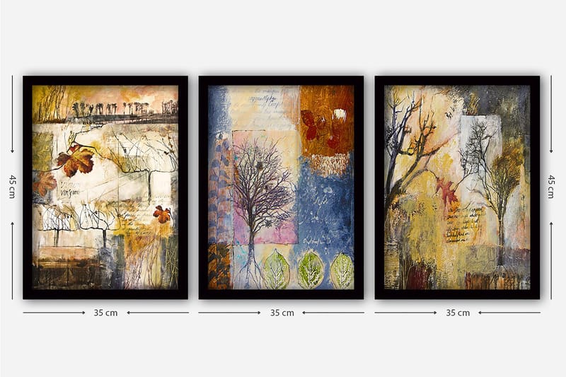 Decorative Framed Painting (3 Pieces) 35x45 - Boligtilbehør - Billeder & kunst - Billeder på lærred