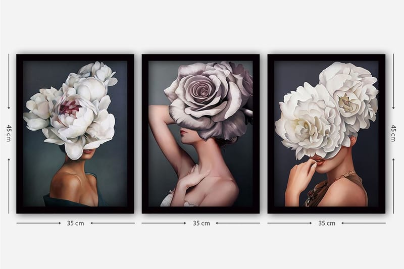 Decorative Framed Painting (3 Pieces) 35x45 - Boligtilbehør - Billeder & kunst - Billeder på lærred