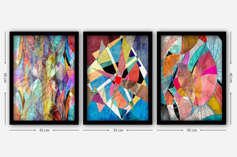 Decorative Framed Painting (3 Pieces) 35x45 - Boligtilbehør - Billeder & kunst - Billeder på lærred