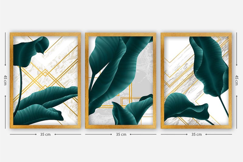 Decorative Framed Painting (3 Pieces) 35x45 - Boligtilbehør - Billeder & kunst - Billeder på lærred