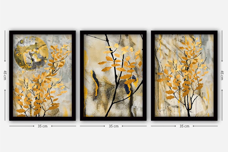 Decorative Framed Painting (3 Pieces) 35x45 - Boligtilbehør - Billeder & kunst - Billeder på lærred