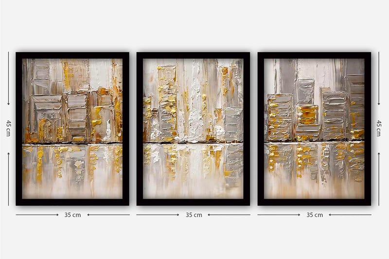 Decorative Framed Painting (3 Pieces) 35x45 - Boligtilbehør - Billeder & kunst - Billeder på lærred
