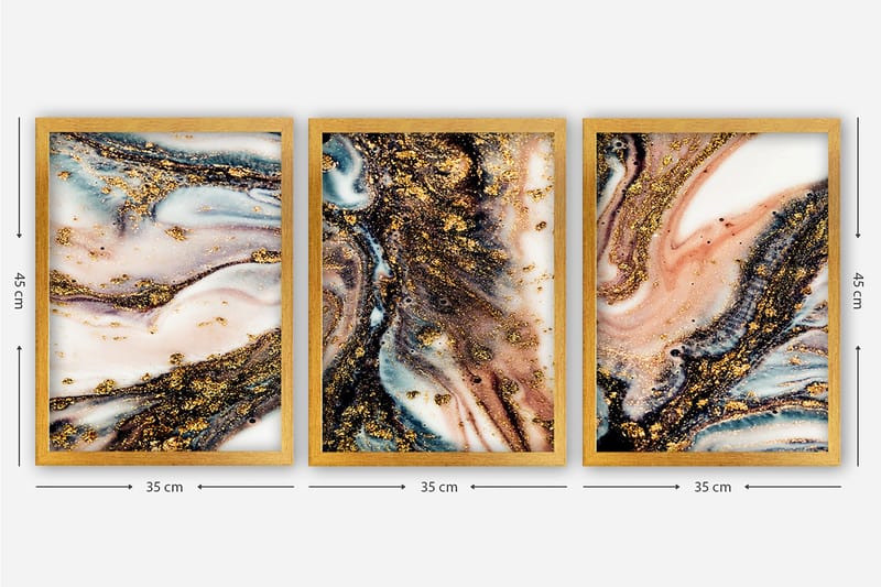 Decorative Framed Painting (3 Pieces) 35x45 - Boligtilbehør - Billeder & kunst - Billeder på lærred