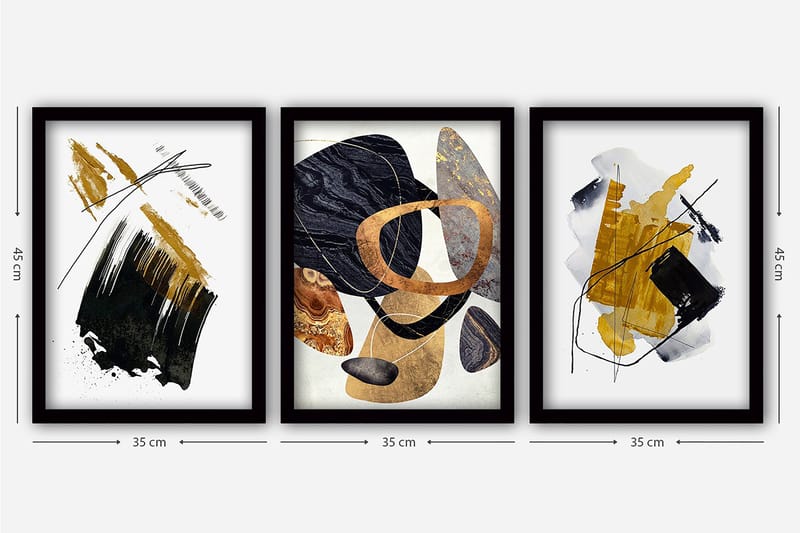 Decorative Framed Painting (3 Pieces) 35x45 - Boligtilbehør - Billeder & kunst - Billeder på lærred