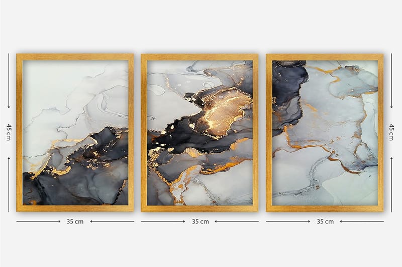 Decorative Framed Painting (3 Pieces) 35x45 - Boligtilbehør - Billeder & kunst - Billeder på lærred