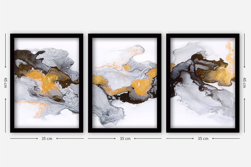 Decorative Framed Painting (3 Pieces) 35x45 - Boligtilbehør - Billeder & kunst - Billeder på lærred