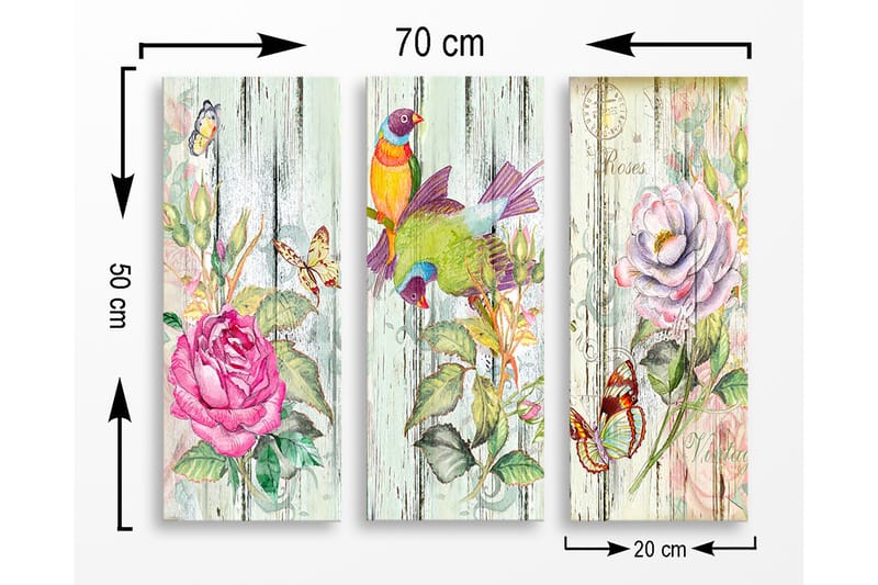 Decorative MDF Painting (3 Pieces) 20x50 - Boligtilbehør - Billeder & kunst - Billeder på lærred