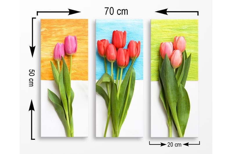 Decorative MDF Painting (3 Pieces) 20x50 - Boligtilbehør - Billeder & kunst - Billeder på lærred