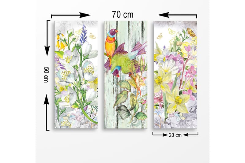 Decorative MDF Painting (3 Pieces) 20x50 - Boligtilbehør - Billeder & kunst - Billeder på lærred