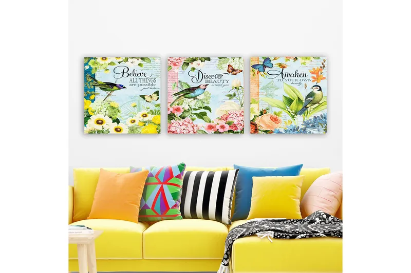 Dekorativ Canvasbillede 3-Dele 30x30 cm, Flerfarvet