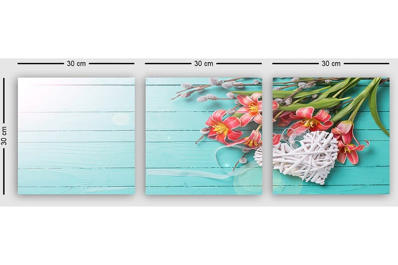 Dekorativ Canvasbillede 3-Dele 30x30 cm - Flerfarvet - Boligtilbehør - Billeder & kunst - Billeder på lærred