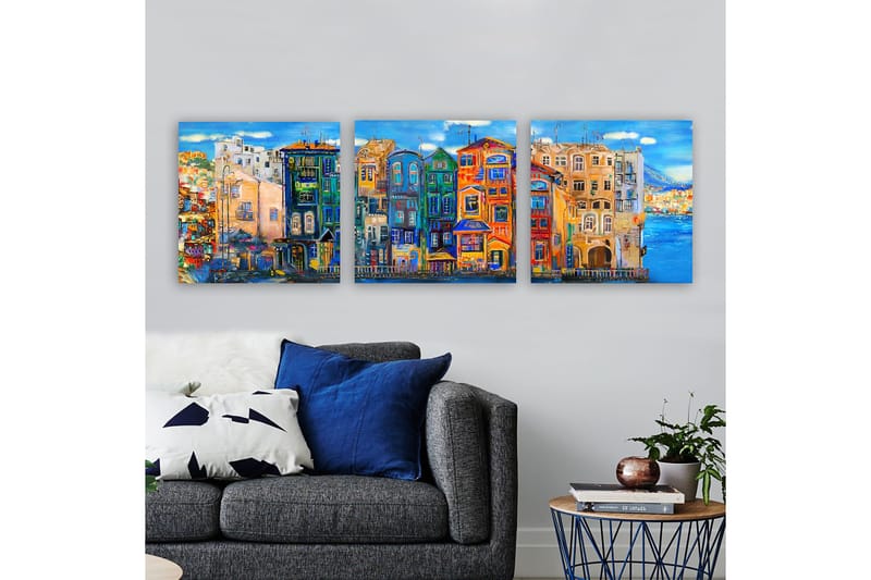 Dekorativ Canvasbillede 3-Dele 30x30 cm, Flerfarvet