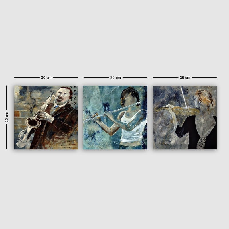 Dekorativ Canvasbillede 3-Dele 30x30 cm, Flerfarvet