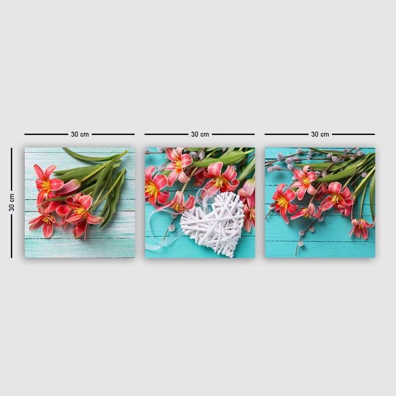 Dekorativ Canvasbillede 3-Dele 30x30 cm, Flerfarvet