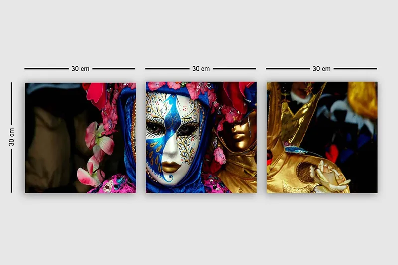 Dekorativ Canvasbillede 3-Dele 30x30 cm - Flerfarvet - Boligtilbehør - Billeder & kunst - Billeder på lærred