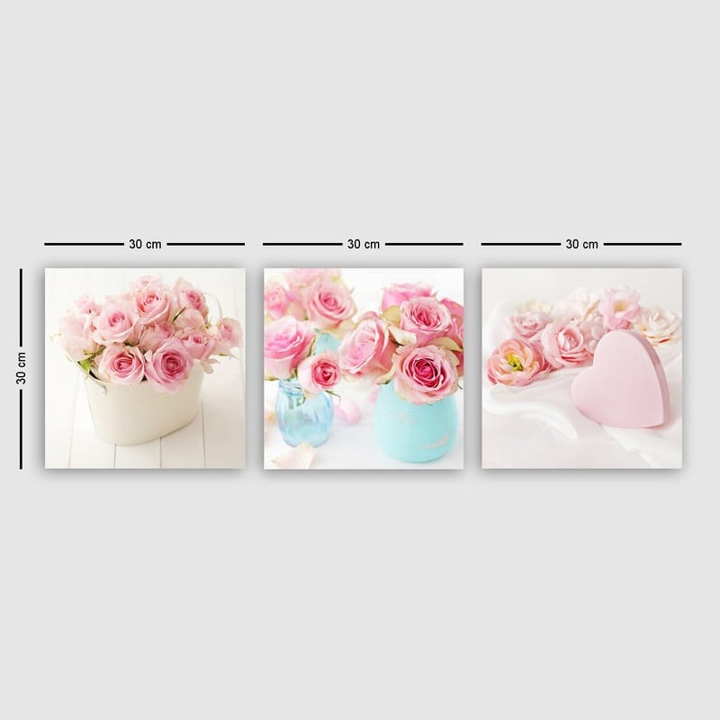 Dekorativ Canvasbillede 3-Dele 30x30 cm, Flerfarvet