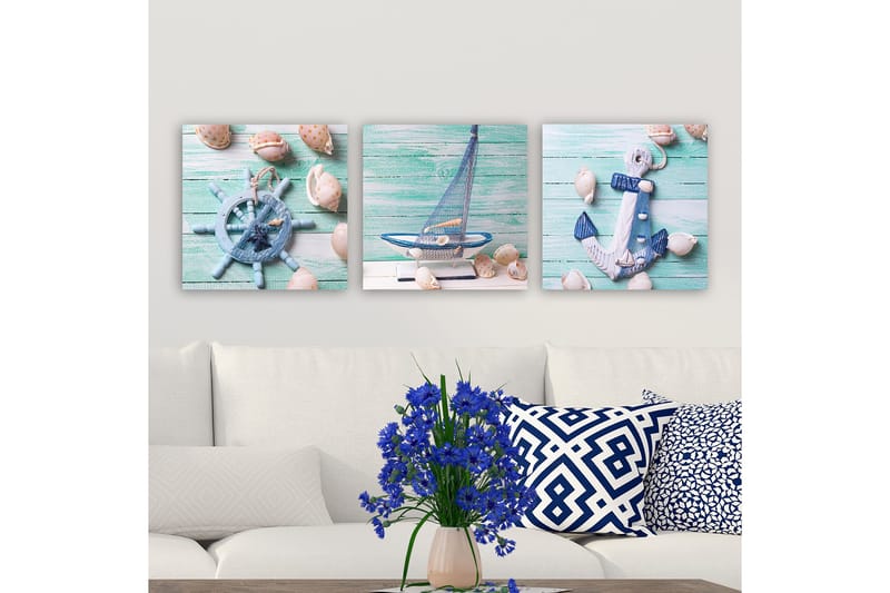 Dekorativ Canvasbillede 3-Dele 30x30 cm, Flerfarvet