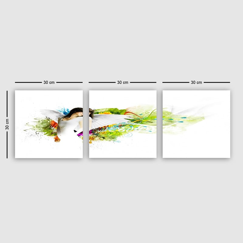 Dekorativ Canvasbillede 3-Dele 30x30 cm - Flerfarvet - Boligtilbehør - Billeder & kunst - Billeder på lærred