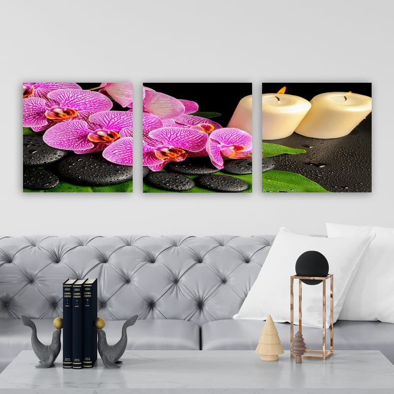 Dekorativ Canvasbillede 3-Dele 30x30 cm - Flerfarvet - Boligtilbehør - Billeder & kunst - Billeder på lærred