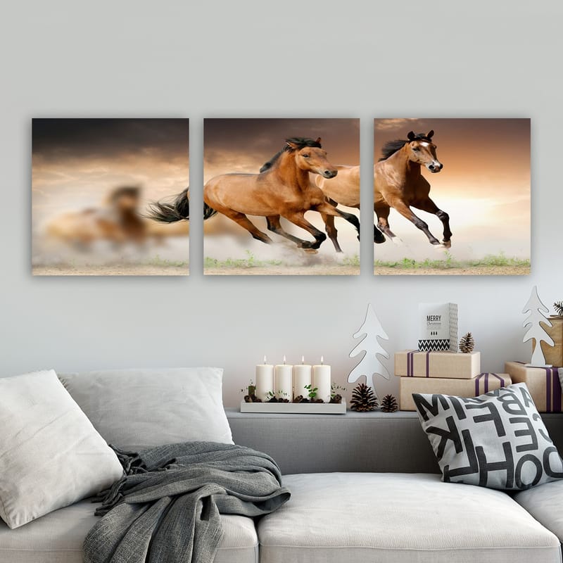 Dekorativ Canvasbillede 3-Dele 30x30 cm - Flerfarvet - Boligtilbehør - Billeder & kunst - Billeder på lærred