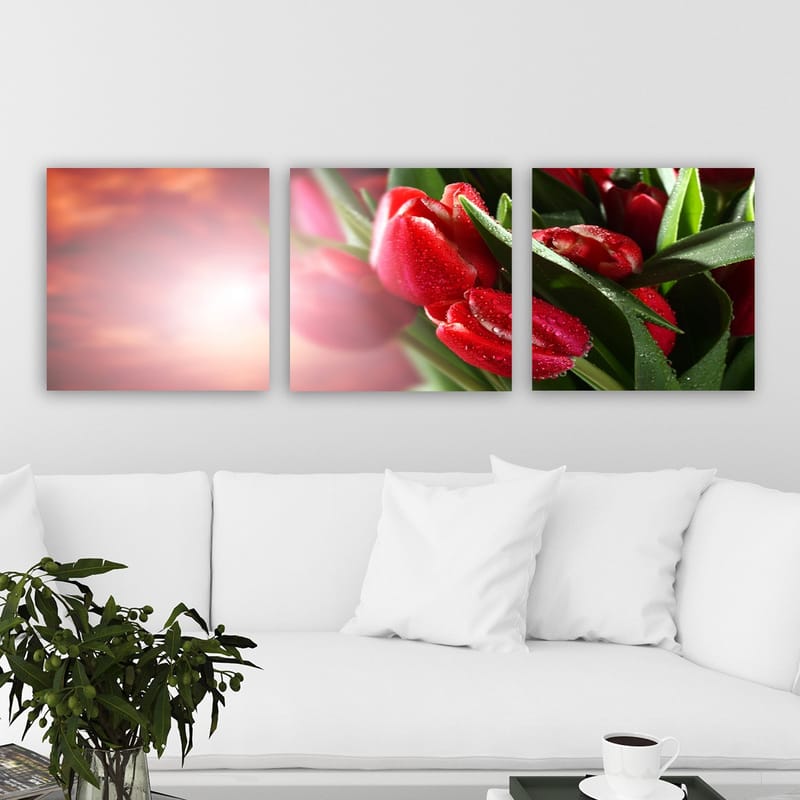 Dekorativ Canvasbillede 3-Dele 30x30 cm - Flerfarvet - Boligtilbehør - Billeder & kunst - Billeder på lærred