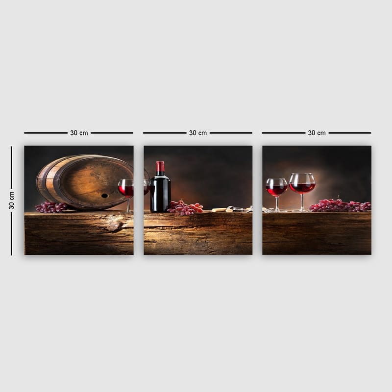 Dekorativ Canvasbillede 3-Dele 30x30 cm - Flerfarvet - Boligtilbehør - Billeder & kunst - Billeder på lærred