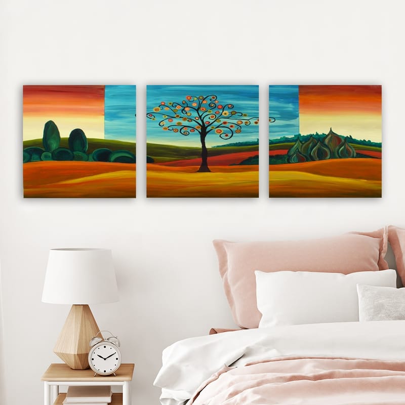 Dekorativ Canvasbillede 3-Dele 30x30 cm - Flerfarvet - Boligtilbehør - Billeder & kunst - Billeder på lærred