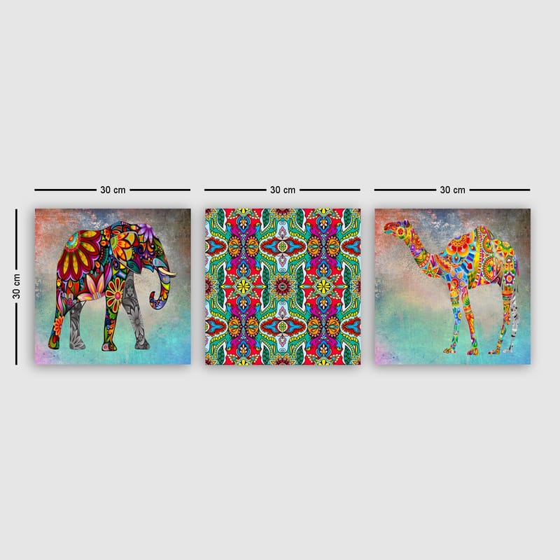Dekorativ Canvasbillede 3-Dele 30x30 cm - Flerfarvet - Boligtilbehør - Billeder & kunst - Billeder på lærred