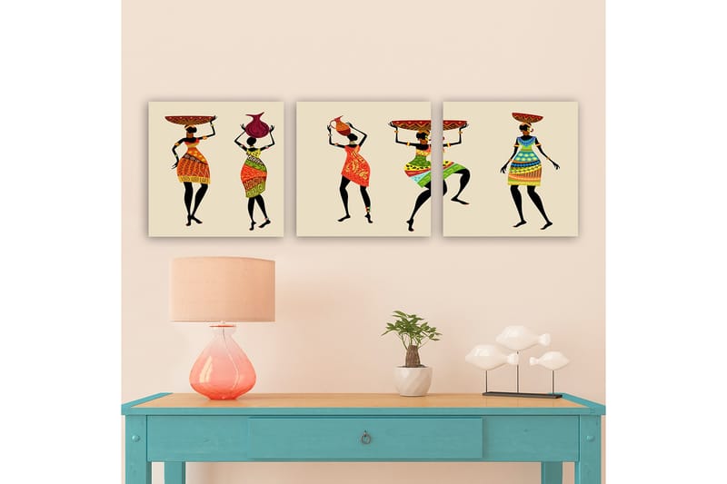Dekorativ Canvasbillede 3-Dele 30x30 cm - Flerfarvet - Boligtilbehør - Billeder & kunst - Billeder på lærred
