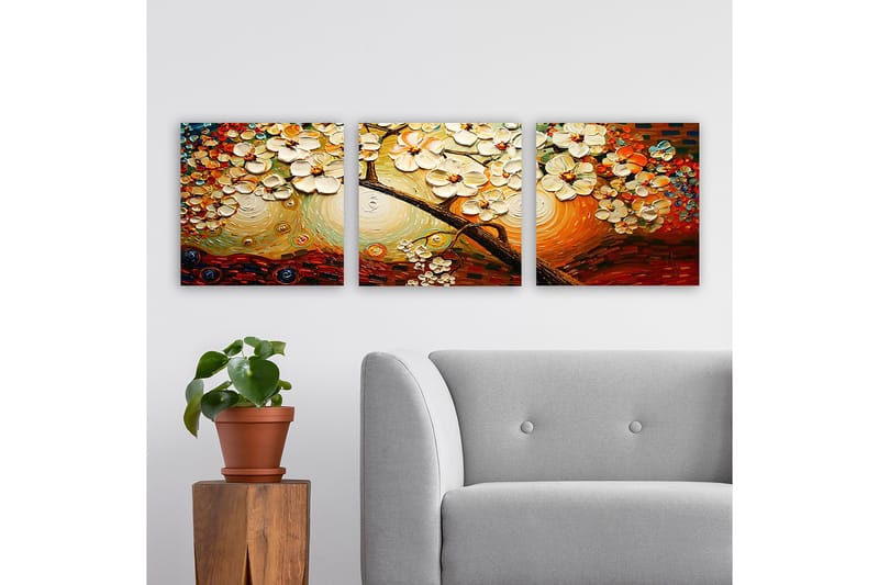 Dekorativ Canvasbillede 3-Dele 30x30 cm - Flerfarvet - Boligtilbehør - Billeder & kunst - Billeder på lærred