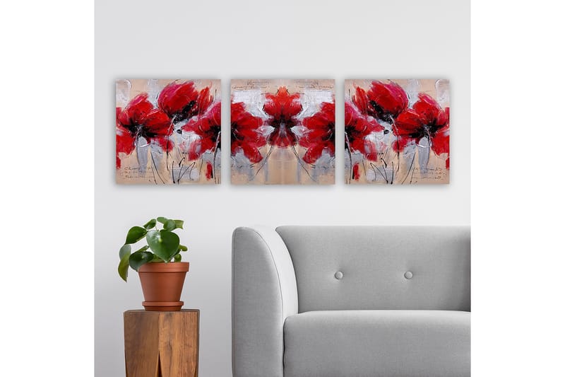 Dekorativ Canvasbillede 3-Dele 30x30 cm - Flerfarvet - Boligtilbehør - Billeder & kunst - Billeder på lærred
