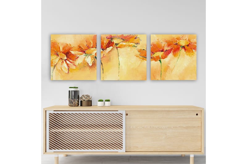 Dekorativ Canvasbillede 3-Dele 30x30 cm - Flerfarvet - Boligtilbehør - Billeder & kunst - Billeder på lærred