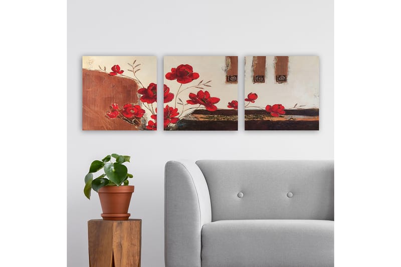Dekorativ Canvasbillede 3-Dele 30x30 cm - Flerfarvet - Boligtilbehør - Billeder & kunst - Billeder på lærred