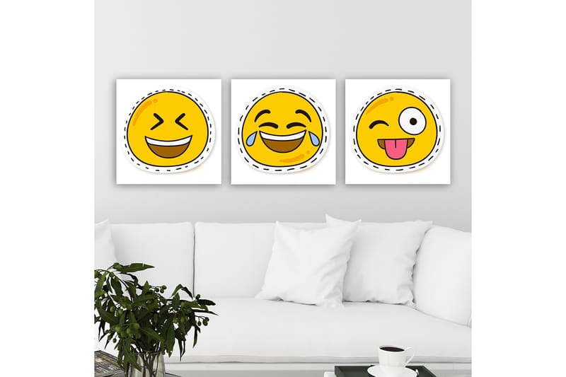 Dekorativ Canvasbillede 3-Dele 30x30 cm - Flerfarvet - Boligtilbehør - Billeder & kunst - Billeder på lærred