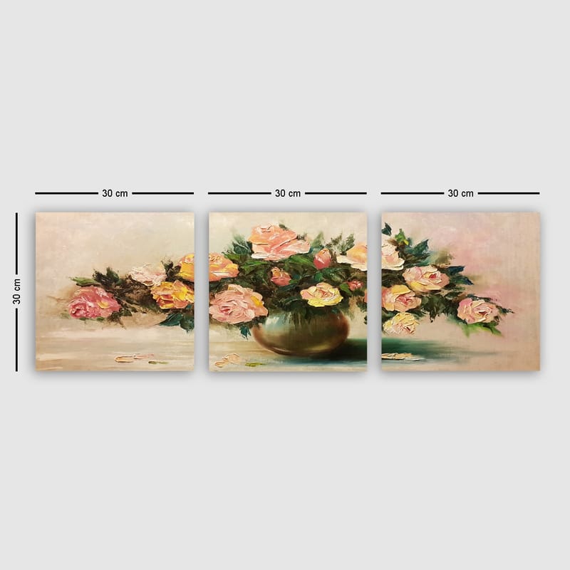 Dekorativ Canvasbillede 3-Dele 30x30 cm - Flerfarvet - Boligtilbehør - Billeder & kunst - Billeder på lærred