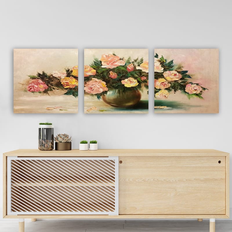 Dekorativ Canvasbillede 3-Dele 30x30 cm - Flerfarvet - Boligtilbehør - Billeder & kunst - Billeder på lærred