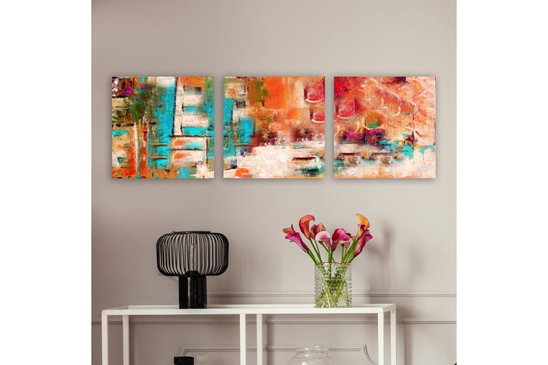 Dekorativ Canvasbillede 3-Dele 30x30 cm - Flerfarvet - Boligtilbehør - Billeder & kunst - Billeder på lærred