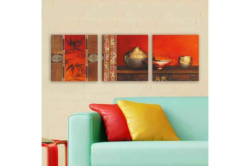 Dekorativ Canvasbillede 3-Dele 30x30 cm - Flerfarvet - Boligtilbehør - Billeder & kunst - Billeder på lærred