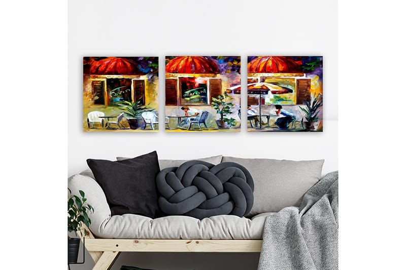 Dekorativ Canvasbillede 3-Dele 30x30 cm - Flerfarvet - Boligtilbehør - Billeder & kunst - Billeder på lærred