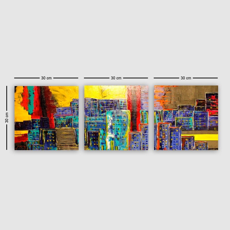 Dekorativ Canvasbillede 3-Dele 30x30 cm - Flerfarvet - Boligtilbehør - Billeder & kunst - Billeder på lærred