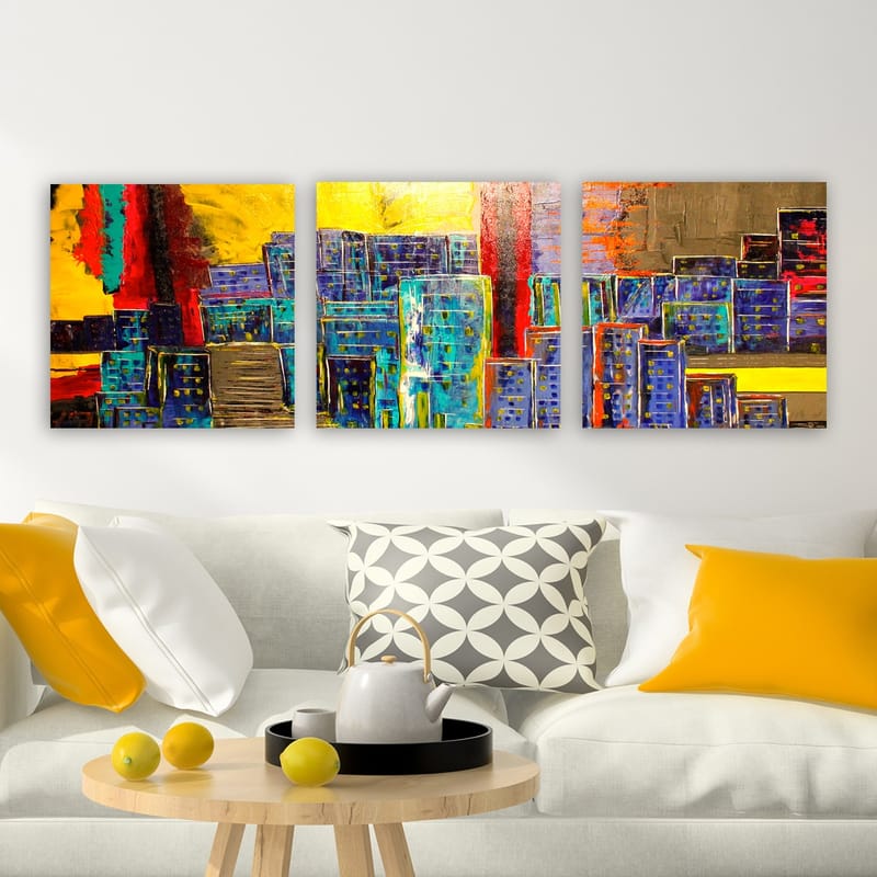 Dekorativ Canvasbillede 3-Dele 30x30 cm - Flerfarvet - Boligtilbehør - Billeder & kunst - Billeder på lærred