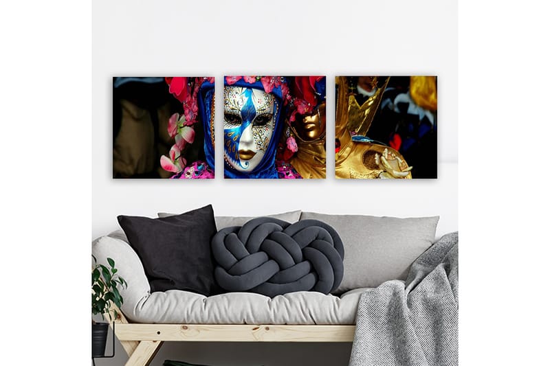 Dekorativ Canvasbillede 3-Dele 30x30 cm - Flerfarvet - Boligtilbehør - Billeder & kunst - Billeder på lærred
